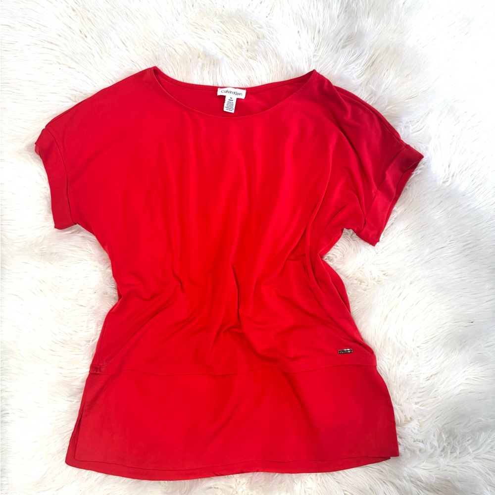 Calvin Klein Bright Red Short Sleeve Top